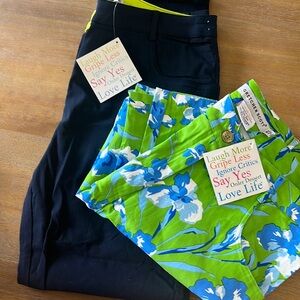 2 pairs NWT Gretchen Scott Gripeless jeans. XL Solid Navy and Blue Green Iris